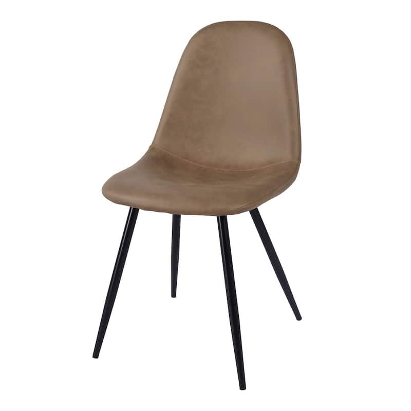 HomeRoots Set of Two Brown and Black Upholstered Faux Leather Dining Side Chairs - 17.3 in. x 33.4 in. x 17.7 in.