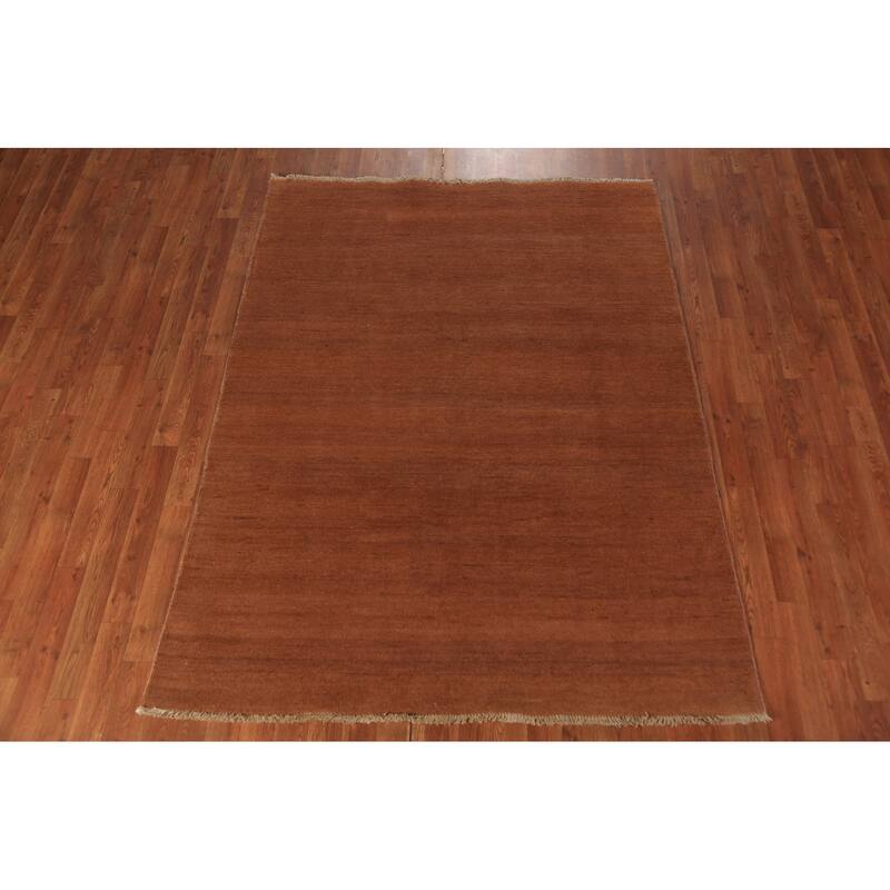 Gabbeh Modern Area Rug Handmade Oriental Orange Tribal Wool Carpet - 4'11" x 6'6"