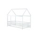 preview thumbnail 10 of 9, Twin Size Wooden Floor Bed with Roof Frame and Safety Guardrails, White