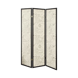 3 Panel Screen in French Script and Black