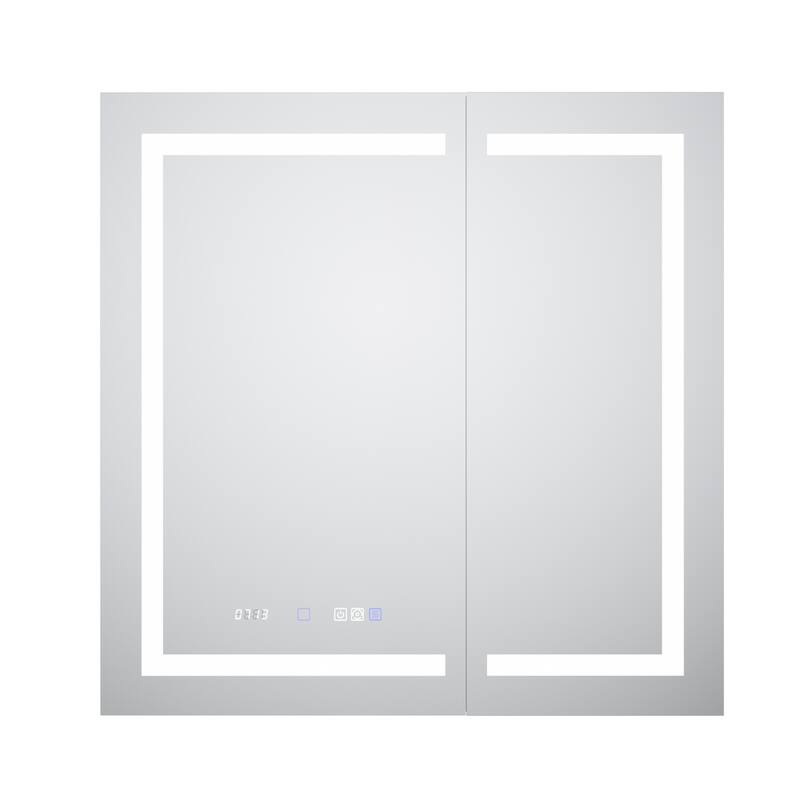 36'' H Recessed or Surface Mounted Bathroom LED Mirror Cabinet With Defogger, Dimmer, 10x magnifying
