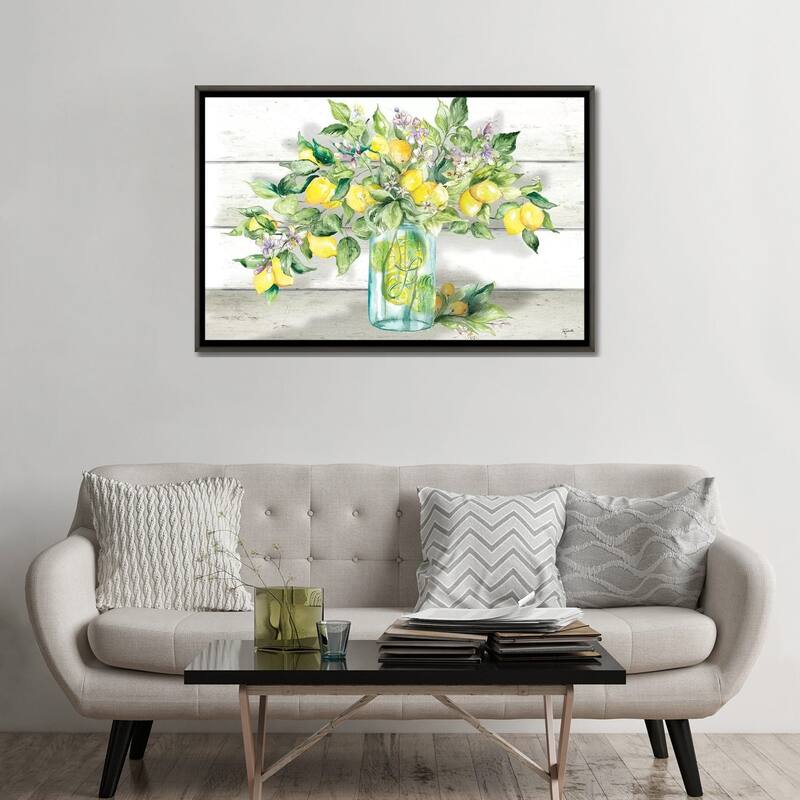 iCanvas "Watercolor Lemons in Mason Jar Landscape" by Tre Sorelle Studios Framed
