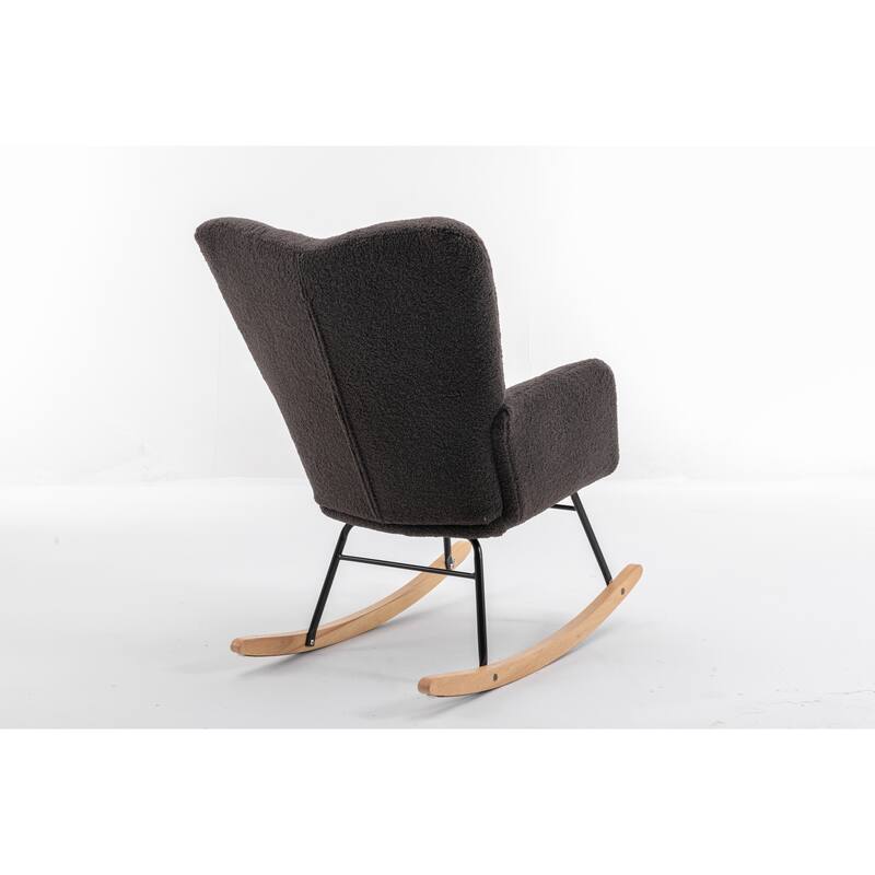 Teddy Fabric Rocking Glider Chair with Wooden Frame and 250lb Weight Capacity