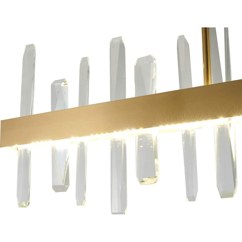 1-Light Gold Stainless Steel LED Chandelier With Clear Crystals