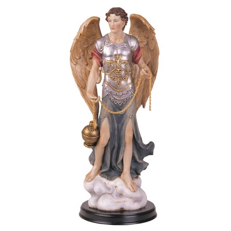 Q-Max 12"H Archangel Sealtiel Statue Angel of Prayer Holy Figurine Religious Decoration