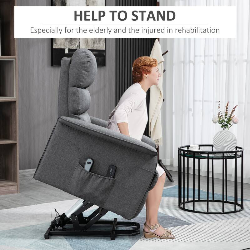 Power Lift Recliner Chair with Vibration Massage, Remote, Side Pockets, Adjustable Recline and Footrest