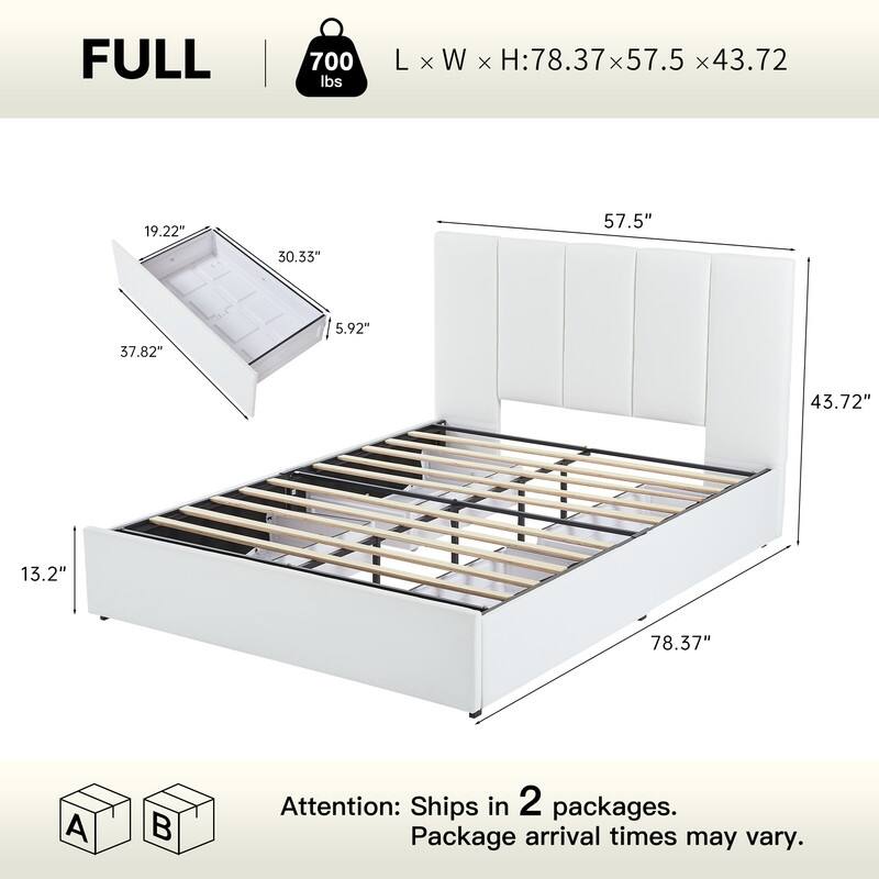 Plywood Frame Platform Bed with Storage Drawers