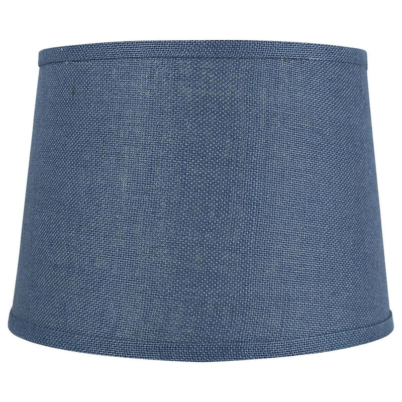 French Drum Burlap Lampshade, 12" to 16" Bottom Size - 14" - Denim Blue