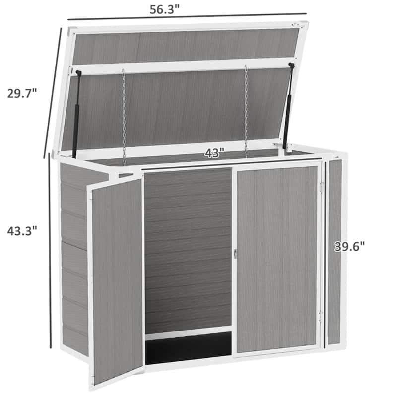 Outdoor Storage Shed for Tools with Lift Lid and Secure Latches - 56.3" W x 29.7" D x 43.3" /42.7" H