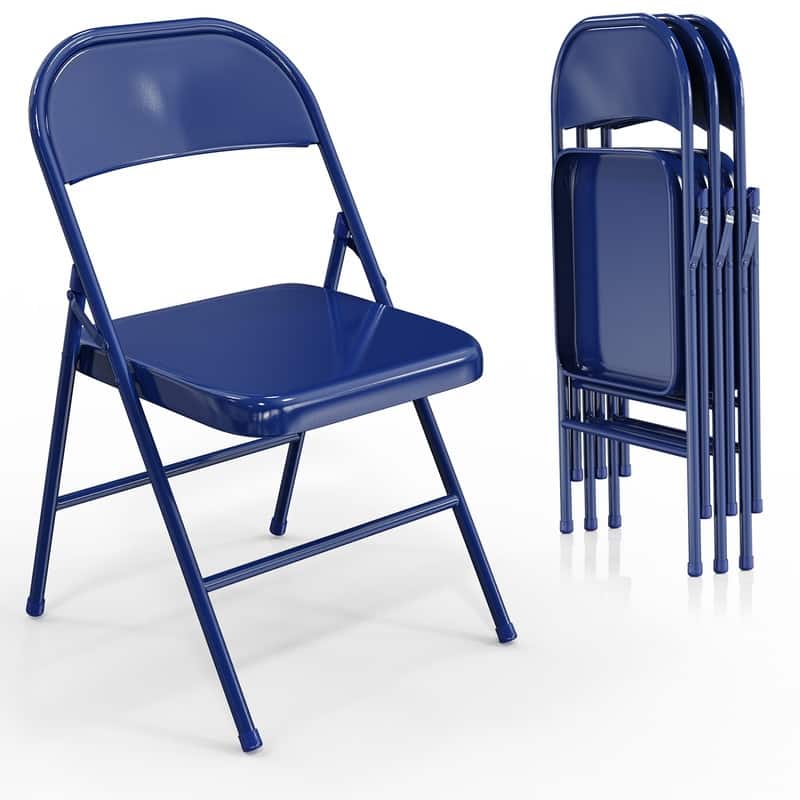 4PC Portable Stackable Stainless Steel Folding Chairs Capacity 350 LBS