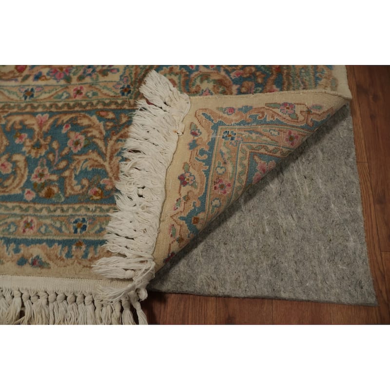 Hand Knotted Oriental 100% Wool Carpet Traditional Floral Beige & Ivories Kerman Area Rug - 8' 0'' X 7' 7''