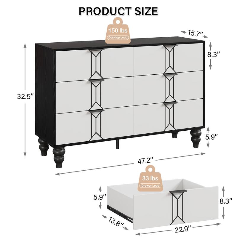 6 Drawer Dresser with Deep Drawers
