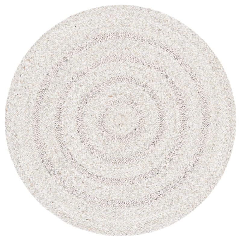 SAFAVIEH Handmade Braided Assyl Wool Rug - 5' Round - Silver/Ivory