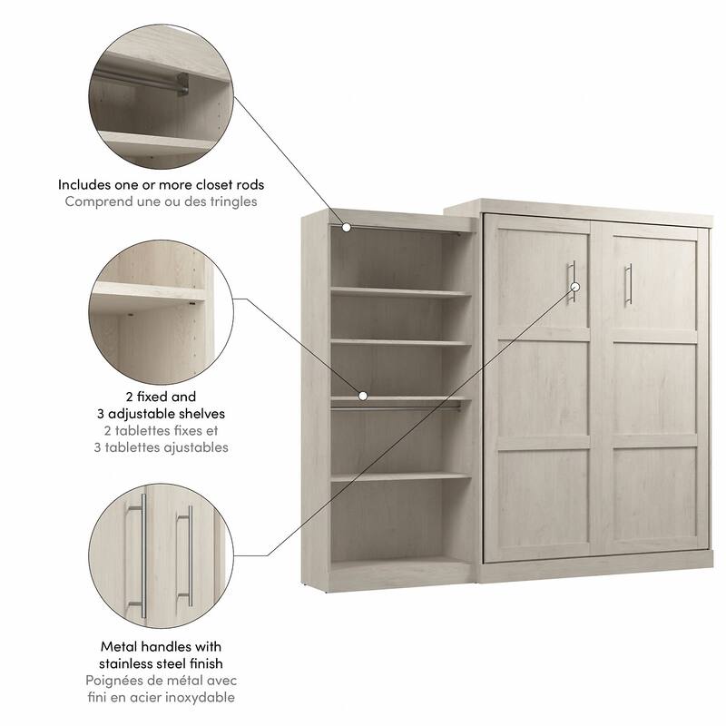 Pur Queen Murphy Bed with Closet Organizer (101W) by Bestar