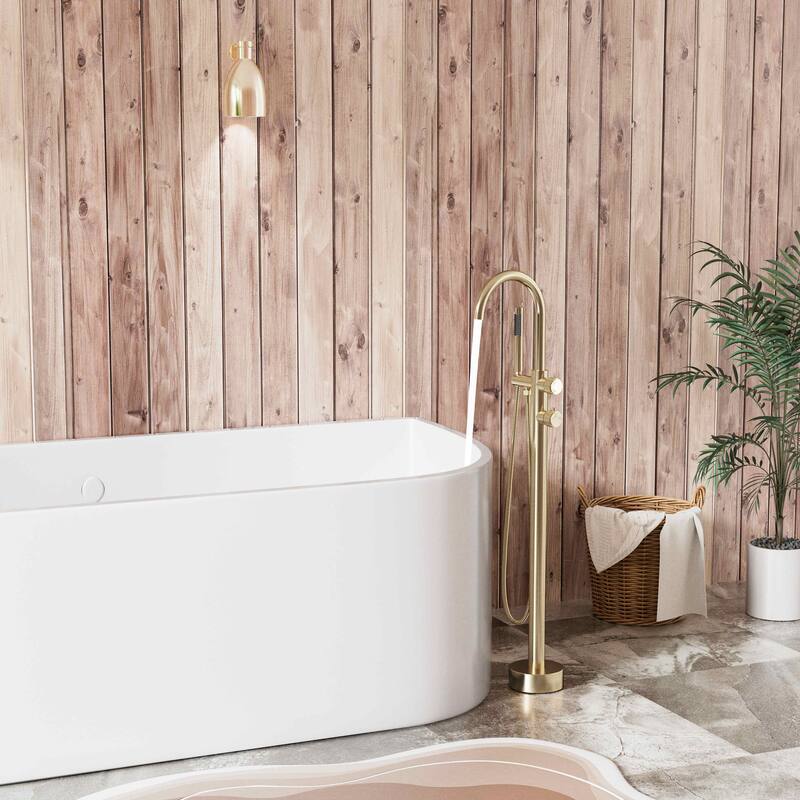 Modland Luxury Floor-Mounted Thermostatic Bathtub Faucet Freestanding with Hand Shower