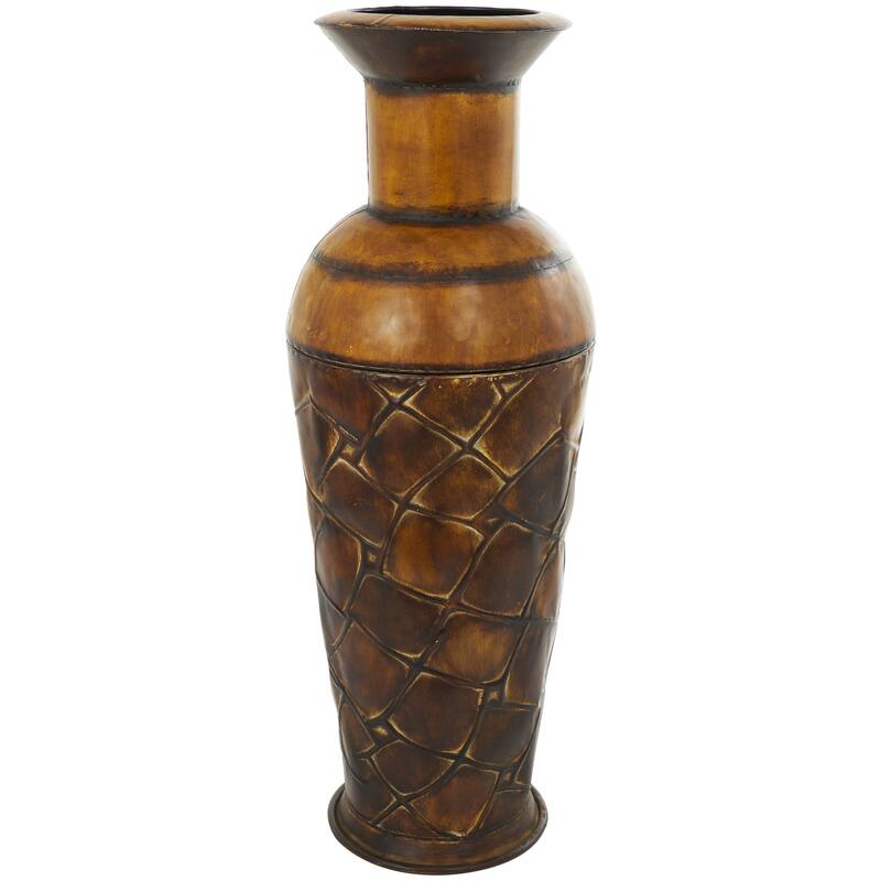 Hammered Iron Metal Rustic Traditional Floor Vase Set (3)
