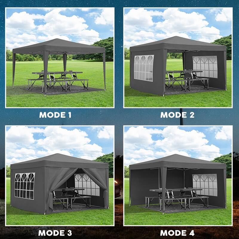 10'x10' Folding Canopy,4 Removable Sidewall Shelter UPF 50,Gazebo Portable Tents,EZ Pop Up Canopy 4pcs Weight Bag,Carry Bag