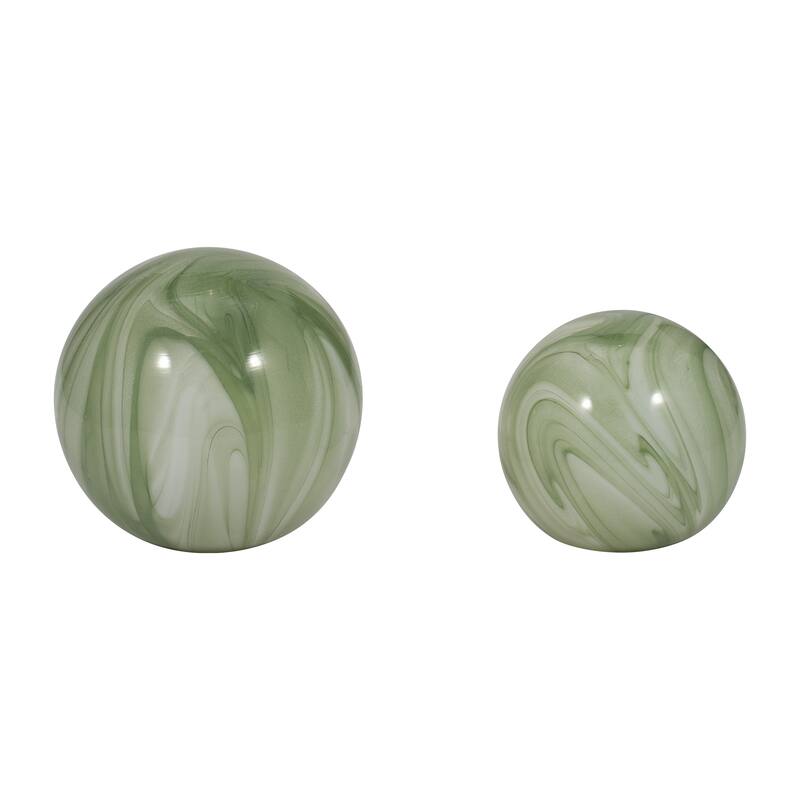 Sagebrook Home 5/6" Glass Orbs - A Timeless Addition to Home Decor Essentials, Set of 2 - 6" x 6" x 6"