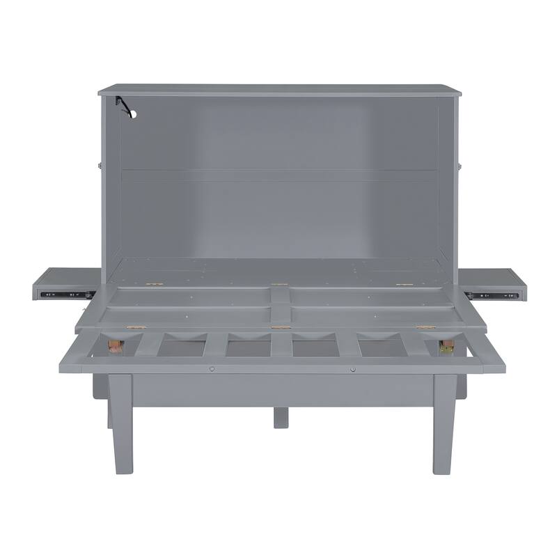 Full Size Murphy Bed with USB Port, Removable Shelves, and Space-Saving Design