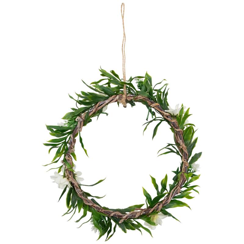Mini Floral and Foliage Spring Wreath, Yellow 9"
