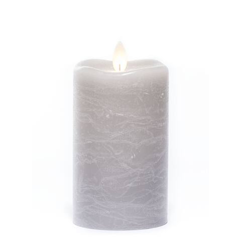 5" Gray Frosted Rustic LED Pillar Candle