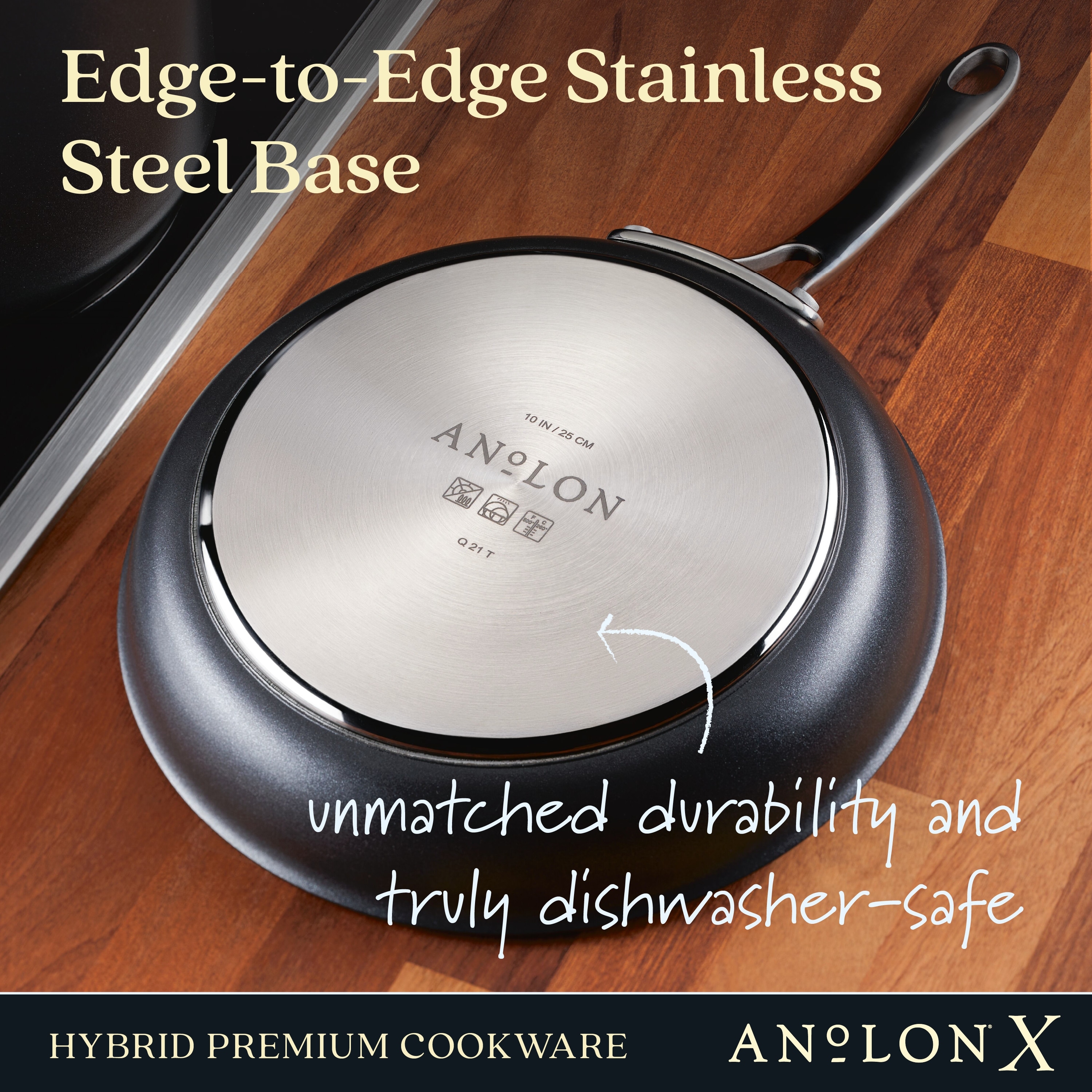 Anolon X Hybrid 7pc Nonstick Induction Cookware Set Super Dark Gray