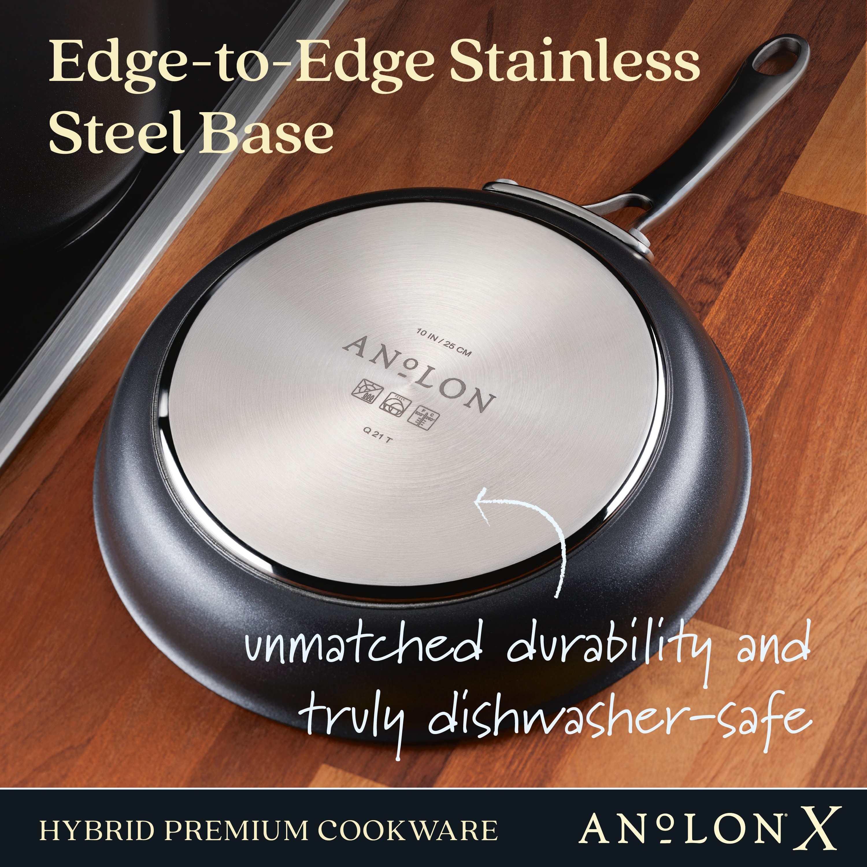 Anolon X Hybrid Nonstick Induction Frying Pan, 10-Inch, Super Dark Gray