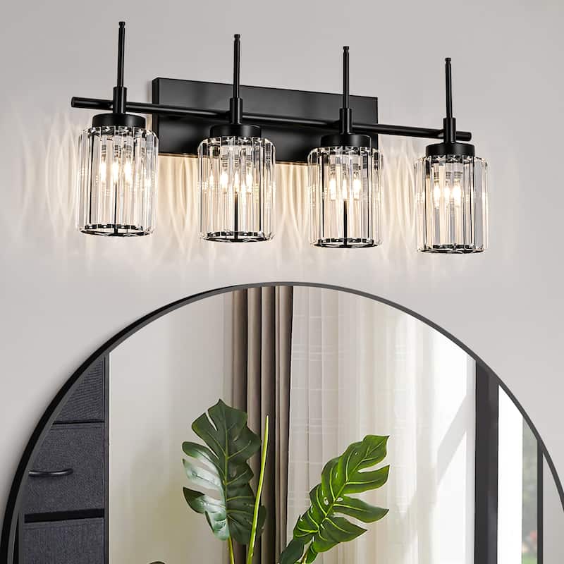 Modern Black 1/2/3/4/5-Light Bathroom Crystal Vanity Light Wall Sconces