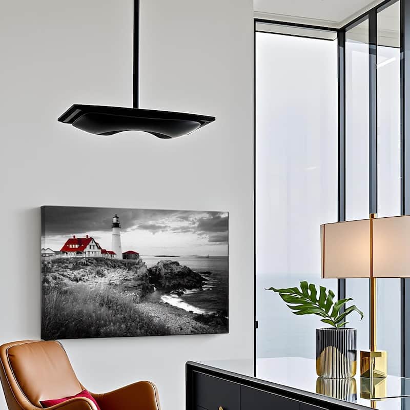Black and White Red Wall Art Portland Lighthouse Landscape