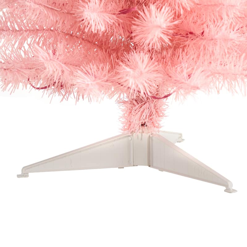 3ft. Pink Artificial Christmas Tree with 50 LED Lights & 118 Branches - Playful Festive Holiday X-Mas Accent