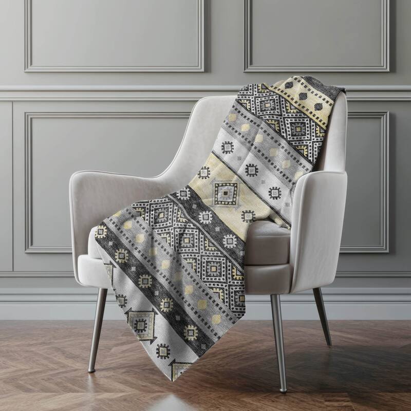 Premium Machine Washable ASB118 Boho Global Sherpa Throw Blanket