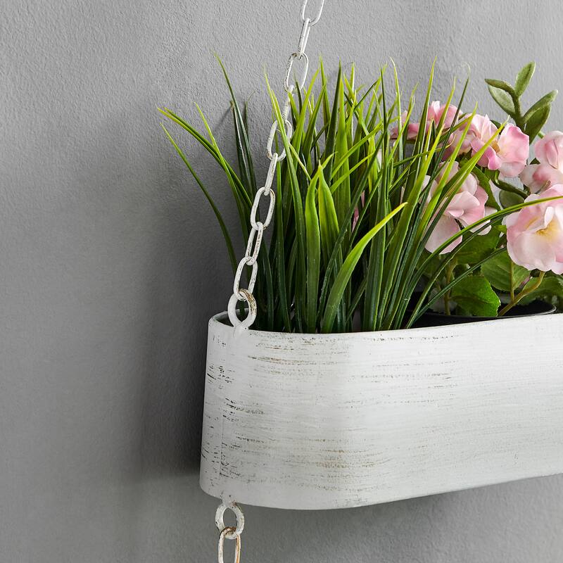 Danya B. Two-Tier Hanging White Metal Trough Wall Planter