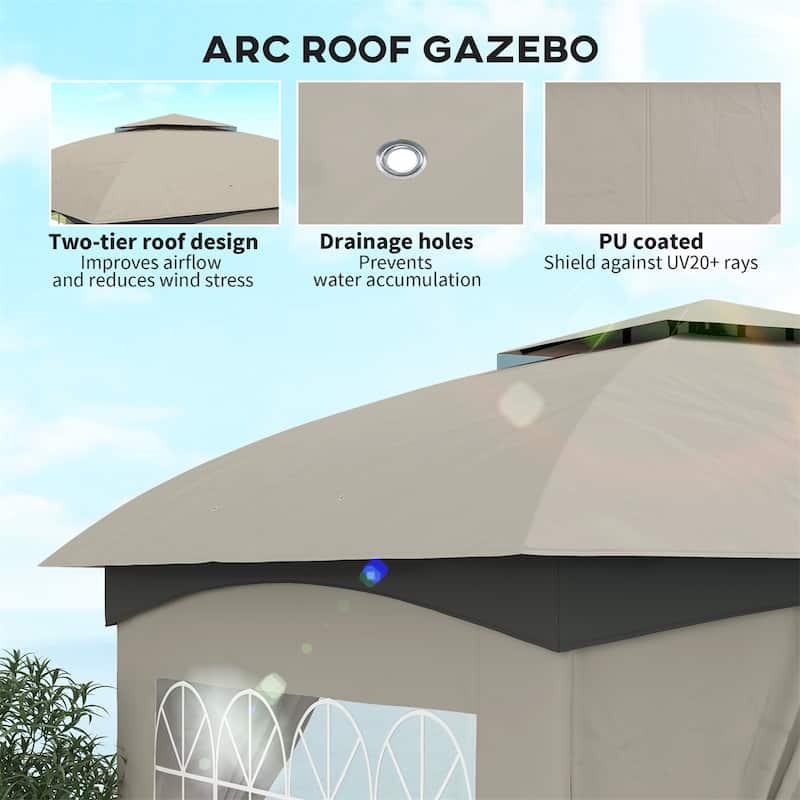 10x10 ft Color-Block Canopy Gazebo with Arched Top Drainage Holes and Translucent Windows - 131.9" L x 131.9" W x 112.2" H