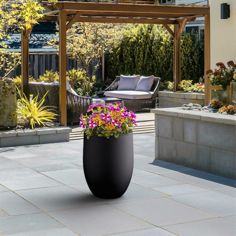 Tall Concrete Round Plant Pots / Large Indoor and Outdoor flower Planters