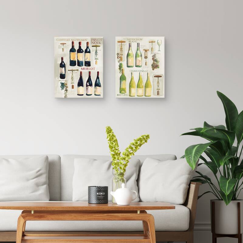 Red Wine Collage & White Wine Collage by Michael Clark Canvas Art Prints