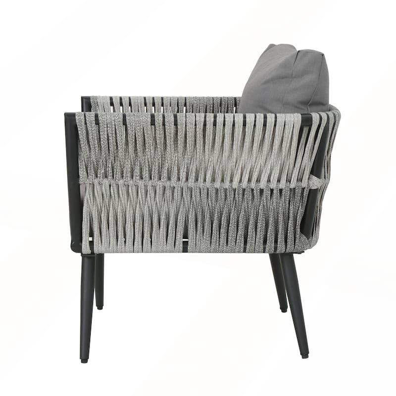 Rustic Aluminum Faux Rattan Patio Club Chair