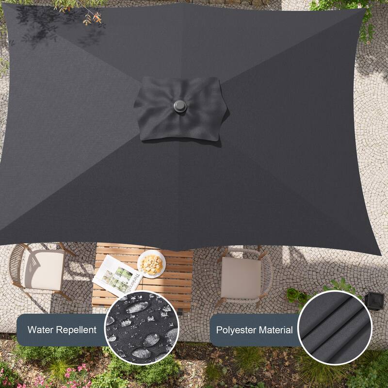 LIVOOSUN 6x9Ft Patio Market Umbrella Weather-Resistant Table Umbrella