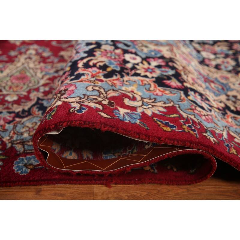 Hand Knotted Oriental 100% Wool Carpet Traditional Floral Red Kerman Area Rug - 16' 0'' X 9' 10''