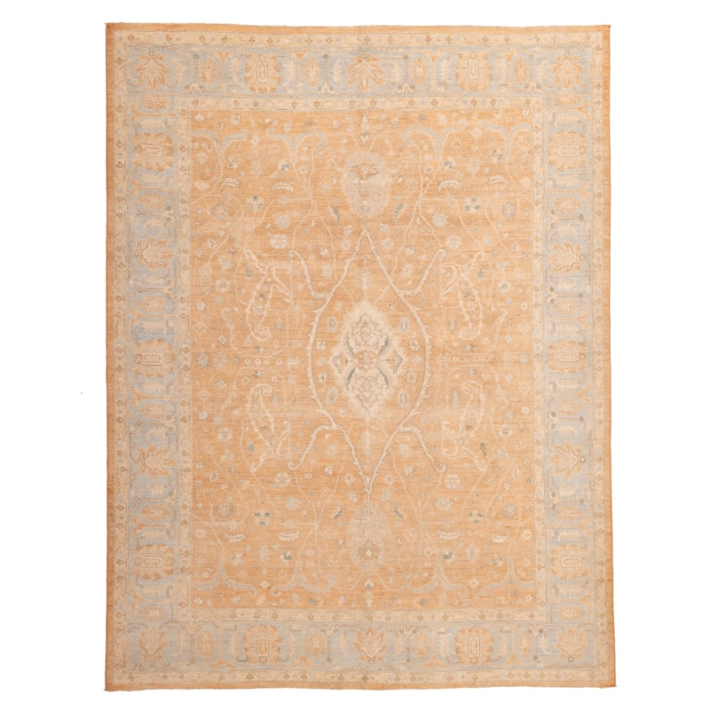 ECARPETGALLERY Hand-knotted Peshawar Oushak Brown Wool Rug - 8'11 x 11'8