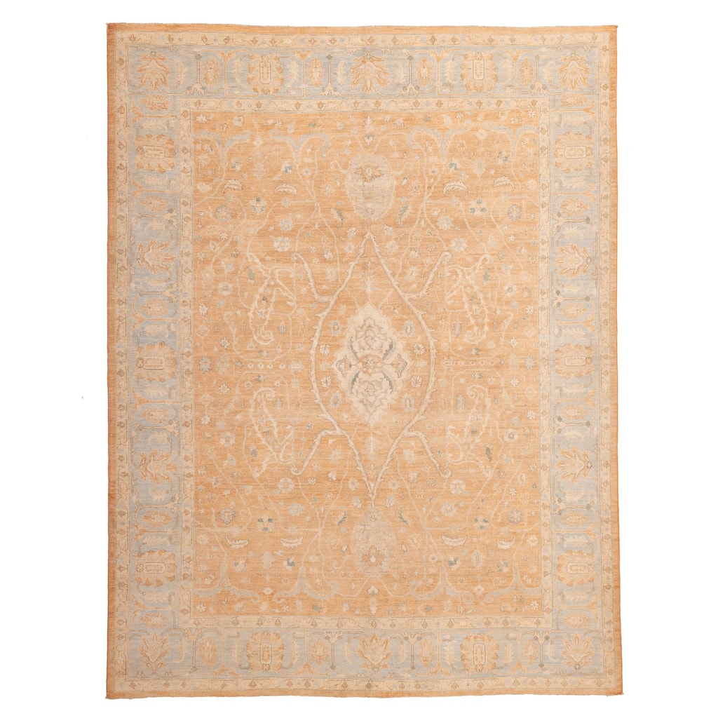 ECARPETGALLERY Hand-knotted Peshawar Oushak Brown Wool Rug - 8'11 x 11'8