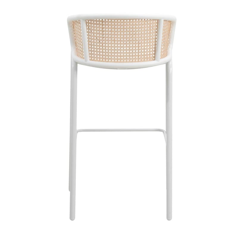 LeisureMod Ervilla Bar Stool with White Powder Coated Steel Frame Set of 2 - 37"