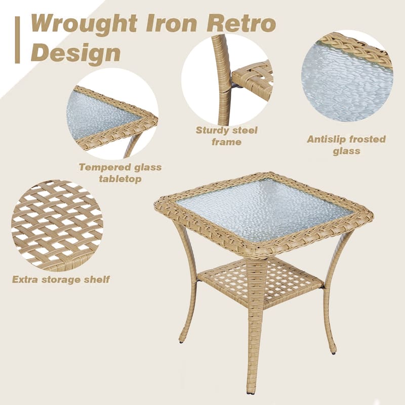 Pocassy Patio Swivel Rocker Chairs with Side Table