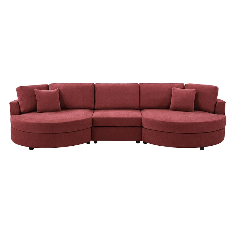 Christopher Knight Home - Xanthippe 3 Seater Upholstered Curved Design Sofa with Throw Pillow