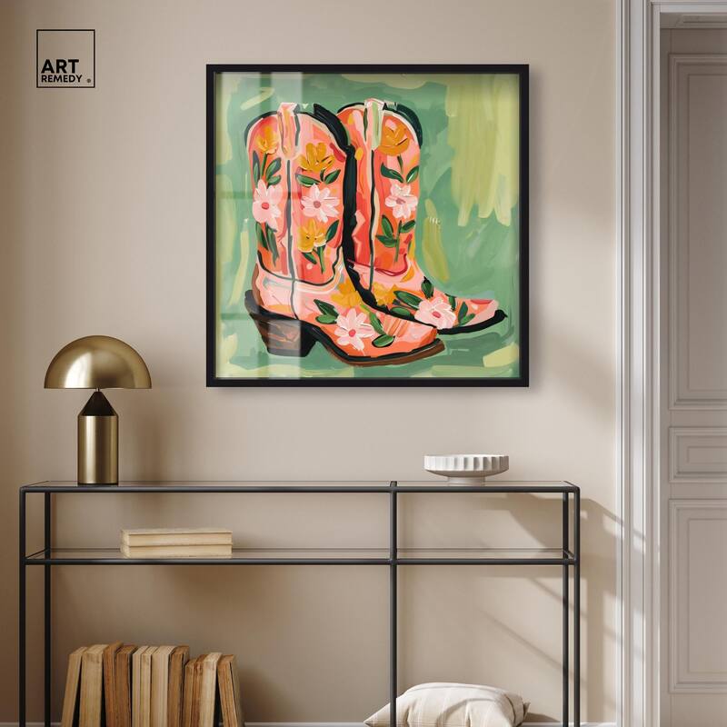 Wildflower Cowboy Boots Shadowbox by Art Remedy