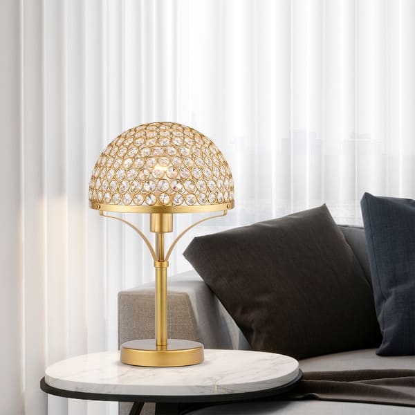 slide 2 of 15, Gizella 10 Inch Glam Crystal Matte Gold Table Lamp 1-Light - N/A