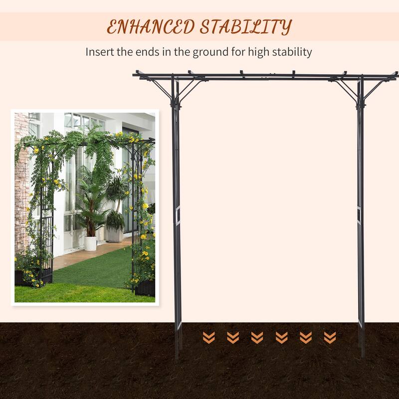 82''Decorative Metal Garden Trellis Arch with Durable Steel Tubing & Elegant Scrollwork, Perfect for Weddings