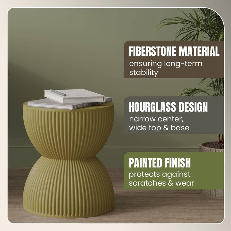 15" Wide Side Table in Painted Fiberstone with Hourglass Design Spire Collection