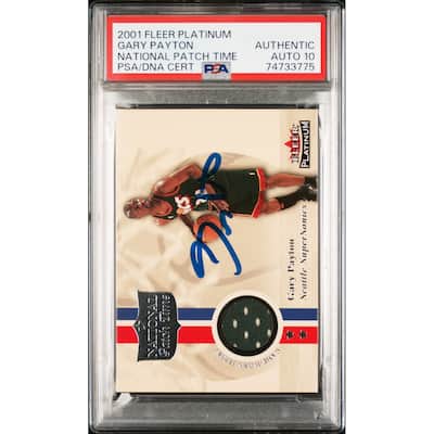 Gary Payton 2001 Fleer Platinum National Game Used Patch Signed Card Auto PSA 10 - 8'6" x 11'6"