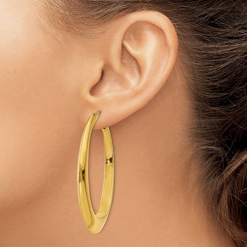 Curata 14k Polished Hoop Earrings - 54x35mm Wide 6mm Thick
