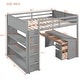 preview thumbnail 17 of 17, Full Size Loft Bed with Built-in Studying Desk, Solid Wood Bed Frame with 3-Tier Shelves and Storage Drawers, Versatile Bed